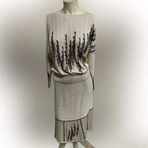 Vintage 1980’s Paca sweater knit two piece top and skirt outift